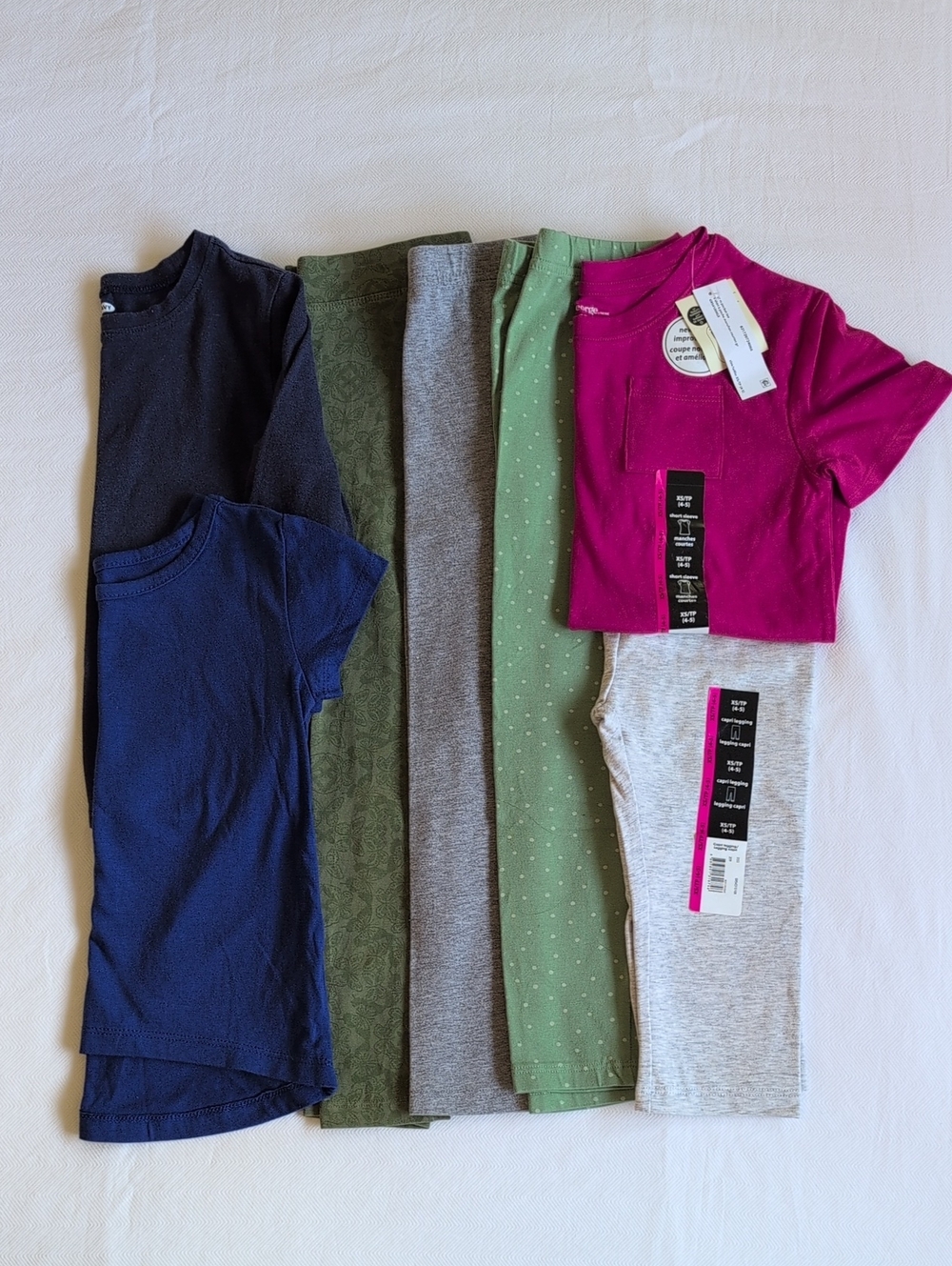 Girls XS 4/5 Daycare Basics Leggings Tee Bundle 7pc Lot